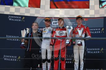 World © Octane Photographic Ltd. GP3 – Belgian GP – Race 2. ART Grand Prix - Nikita Mazepin, Callum Illot and Anthoine Hubert. Spa Francorchamps, Belgium. Sunday 26th August 2018.