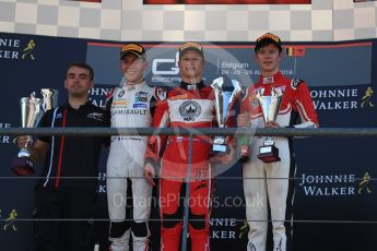 World © Octane Photographic Ltd. GP3 – Belgian GP – Race 2. ART Grand Prix - Nikita Mazepin, Callum Illot and Anthoine Hubert. Spa Francorchamps, Belgium. Sunday 26th August 2018.