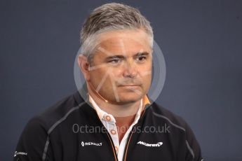 World © Octane Photographic Ltd. Formula 1 - Belgian GP - Friday FIA Team Press Conference. Gil De Ferran - Sporting Director of McLaren. Spa-Francorchamps, Belgium. Friday 24th August 2018.