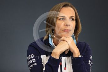 World © Octane Photographic Ltd. Formula 1 - Belgian GP - Friday FIA Team Press Conference. Claire Williams - Deputy Team Principal of Williams Martini Racing. Spa-Francorchamps, Belgium. Friday 24th August 2018.