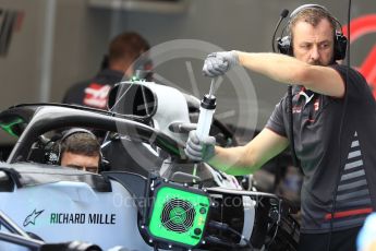 World © Octane Photographic Ltd. Formula 1 – Belgian GP - Pit Lane. Haas F1 Team VF-18. Spa-Francorchamps, Belgium. Thursday 23rd August 2018.