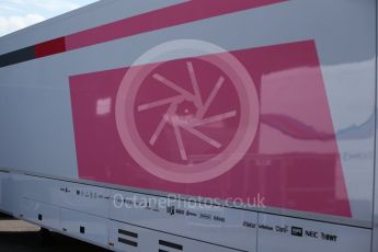 World © Octane Photographic Ltd. Formula 1 – Belgian GP - Pit Lane. Force India trucks without any logos. Spa-Francorchamps, Belgium. Thursday 23rd August 2018.