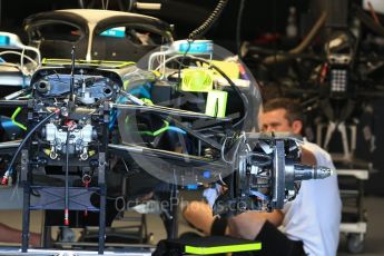 World © Octane Photographic Ltd. Formula 1 – Belgian GP - Pit Lane. Mercedes AMG Petronas Motorsport AMG F1 W09 EQ Power+. Spa-Francorchamps, Belgium. Thursday 23rd August 2018.