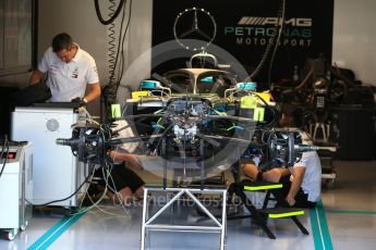 World © Octane Photographic Ltd. Formula 1 – Belgian GP - Pit Lane. Mercedes AMG Petronas Motorsport AMG F1 W09 EQ Power+. Spa-Francorchamps, Belgium. Thursday 23rd August 2018.