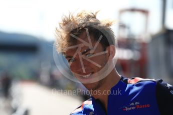 World © Octane Photographic Ltd. Formula 1 – Belgian GP - Pit Lane. Scuderia Toro Rosso STR13 – Pierre Gasly. Spa-Francorchamps, Belgium. Thursday 23rd August 2018.