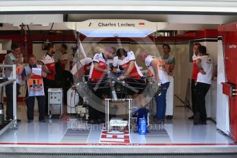 World © Octane Photographic Ltd. Formula 1 – Belgian GP - Pit Lane. Alfa Romeo Sauber F1 Team C37. Spa-Francorchamps, Belgium. Thursday 23rd August 2018.