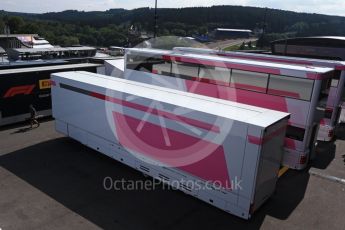 World © Octane Photographic Ltd. Formula 1 – Belgian GP - Pit Lane. Force India trucks without any logos. Spa-Francorchamps, Belgium. Thursday 23rd August 2018.