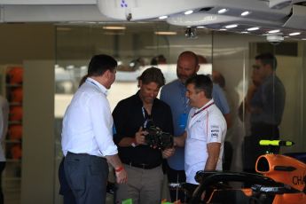 World © Octane Photographic Ltd. Formula 1 – British GP - Podium. McLaren guest, British Comedian John Bishop. Silverstone Circuit, Towcester, UK. Sunday 8th July 2018.