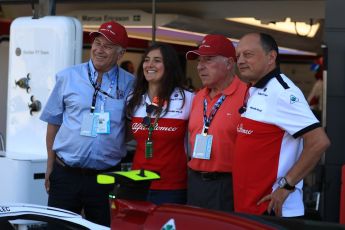 World © Octane Photographic Ltd. Formula 1 - British GP - Paddock. Ruben Juan Fangio - son of Juan Manuel Fangio, Tatiana Calderon - Development Driver Sauber F1 Team and Frederic Vasseur – Team Principal and CEO of Sauber Motorsport AG. Silverstone Circuit, Towcester, UK. Sunday 8th July 2018.