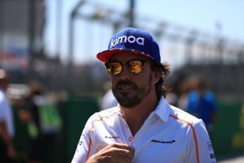 World © Octane Photographic Ltd. Formula 1 – British GP - Drivers’ Parade. McLaren MCL33 – Fernando Alonso. Silverstone Circuit, Towcester, UK. Sunday 8th July 2018.