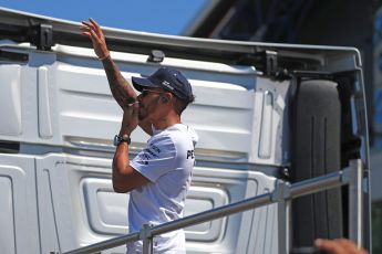 World © Octane Photographic Ltd. Formula 1 – British GP - Drivers’ Parade. Mercedes AMG Petronas Motorsport AMG F1 W09 EQ Power+ - Lewis Hamilton. Silverstone Circuit, Towcester, UK. Sunday 8th July 2018.