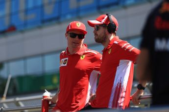 World © Octane Photographic Ltd. Formula 1 – British GP - Drivers’ Parade. Scuderia Ferrari SF71-H – Sebastian Vettel and Kimi Raikkonen. Silverstone Circuit, Towcester, UK. Sunday 8th July 2018.