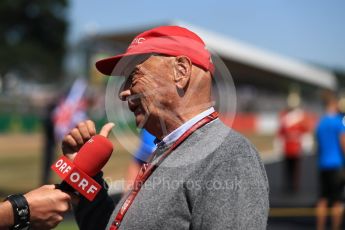 World © Octane Photographic Ltd. Formula 1 - British GP - Grid. Niki Lauda - Non-Executive Chairman of Mercedes-Benz Motorsport. Silverstone Circuit, Towcester, UK. Sunday 8th July 2018.