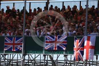 World © Octane Photographic Ltd. Formula 1 - British GP - Grid. Fans in the main straight grandstand. Silverstone Circuit, Towcester, UK. Sunday 8th July 2018.