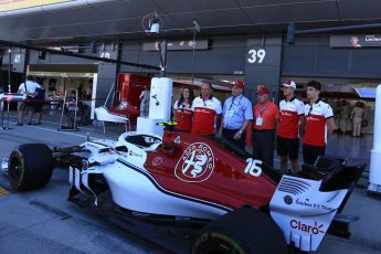 World © Octane Photographic Ltd. Formula 1 - British GP - Paddock. Ruben Juan Fangio - son of Juan Manuel Fangio, Tatiana Calderon - Development Driver Sauber F1 Team, Frederic Vasseur – Team Principal and CEO of Sauber Motorsport AG, Charles Leclerc and Marcus Ericsson. Silverstone Circuit, Towcester, UK. Sunday 8th July 2018.
