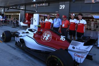 World © Octane Photographic Ltd. Formula 1 - British GP - Paddock. Ruben Juan Fangio - son of Juan Manuel Fangio, Tatiana Calderon - Development Driver Sauber F1 Team, Frederic Vasseur – Team Principal and CEO of Sauber Motorsport AG, Charles Leclerc and Marcus Ericsson. Silverstone Circuit, Towcester, UK. Sunday 8th July 2018.