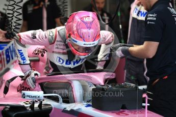 World © Octane Photographic Ltd. Formula 1 – British GP - Paddock. Sahara Force India VJM11 - Esteban Ocon. Silverstone Circuit, Towcester, UK. Saturday 7th July 2018.