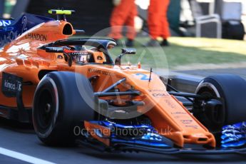 World © Octane Photographic Ltd. Formula 1 – British GP - Paddock. McLaren MCL33 – Stoffel Vandoorne. Silverstone Circuit, Towcester, UK. Saturday 7th July 2018.