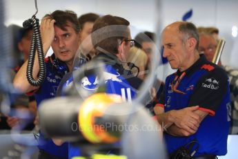 World © Octane Photographic Ltd. Formula 1 - British GP - Practice 3. Franz Tost – Team Principal and James Key – Technical Director of Scuderia Toro Rosso. Silverstone Circuit, Towcester, UK. Saturday7th July 2018.