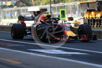 World © Octane Photographic Ltd. Formula 1 – British GP - Paddock. Aston Martin Red Bull Racing TAG Heuer RB14 – Max Verstappen. Silverstone Circuit, Towcester, UK. Saturday 7th July 2018.