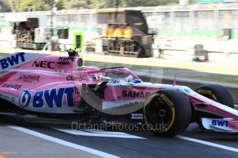 World © Octane Photographic Ltd. Formula 1 – British GP - Paddock. Sahara Force India VJM11 - Esteban Ocon. Silverstone Circuit, Towcester, UK. Saturday 7th July 2018.