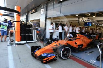 World © Octane Photographic Ltd. Formula 1 – British GP - Paddock. McLaren MCL33 – Stoffel Vandoorne. Silverstone Circuit, Towcester, UK. Saturday 7th July 2018.