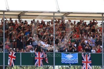 World © Octane Photographic Ltd. Formula 1 – British GP - Qualifying.  Fans in the main grandstand. Silverstone Circuit, Towcester, UK. Saturday 7th July 2018.