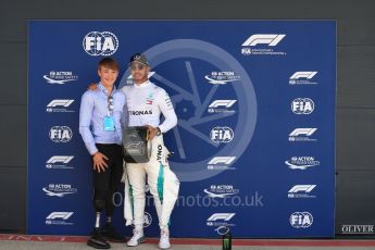 World © Octane Photographic Ltd. Formula 1 – British GP - Qualifying. Mercedes AMG Petronas Motorsport AMG F1 W09 EQ Power+ - Lewis Hamilton and Billy Monger. Silverstone Circuit, Towcester, UK. Saturday 7th July 2018.