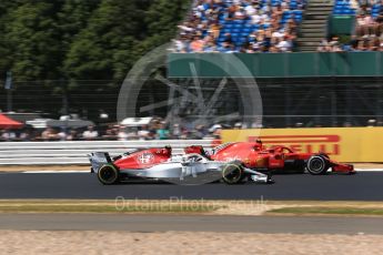 World © Octane Photographic Ltd. Formula 1 – British GP - Qualifying. Alfa Romeo Sauber F1 Team C37 – Charles Leclerc and Scuderia Ferrari SF71-H – Kimi Raikkonen. Silverstone Circuit, Towcester, UK. Saturday 7th July 2018.