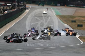 World © Octane Photographic Ltd. Formula 1 – British GP - Race. Haas F1 Team VF-18 – Kevin Magnussen and Romain Grosjean. Silverstone Circuit, Towcester, UK. Sunday 8th July 2018.