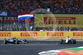 World © Octane Photographic Ltd. Formula 1 – British GP - Race. Alfa Romeo Sauber F1 Team C37 – Charles Leclerc and Mercedes AMG Petronas Motorsport AMG F1 W09 EQ Power+ - Lewis Hamilton. Silverstone Circuit, Towcester, UK. Sunday 8th July 2018.