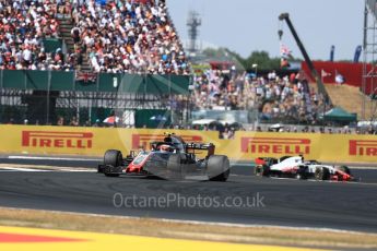 World © Octane Photographic Ltd. Formula 1 – British GP - Race. Haas F1 Team VF-18 – Kevin Magnussen and Romain Grosjean. Silverstone Circuit, Towcester, UK. Sunday 8th July 2018.