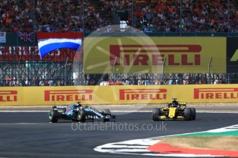 World © Octane Photographic Ltd. Formula 1 – British GP - Race. Renault Sport F1 Team RS18 – Nico Hulkenberg and Mercedes AMG Petronas Motorsport AMG F1 W09 EQ Power+ - Lewis Hamilton. Silverstone Circuit, Towcester, UK. Sunday 8th July 2018.