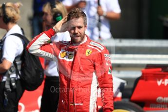 World © Octane Photographic Ltd. Formula 1 – British GP - Parc Ferme. Scuderia Ferrari SF71-H – Sebastian Vettel. Silverstone Circuit, Towcester, UK. Sunday 8th July 2018.