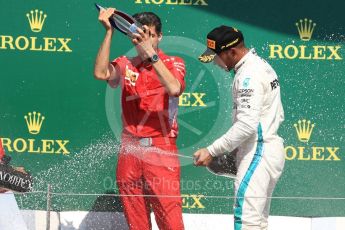 World © Octane Photographic Ltd. Formula 1 – British GP - Podium. Mercedes AMG Petronas Motorsport AMG F1 W09 EQ Power+ - Lewis Hamilton with Claudio Albertini. Silverstone Circuit, Towcester, UK. Sunday 8th July 2018.