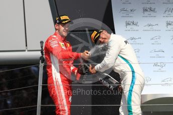 World © Octane Photographic Ltd. Formula 1 – British GP - Podium. Scuderia Ferrari SF71-H – Sebastian Vettel, Mercedes AMG Petronas Motorsport AMG F1 W09 EQ Power+ - Lewis Hamilton. Silverstone Circuit, Towcester, UK. Sunday 8th July 2018.