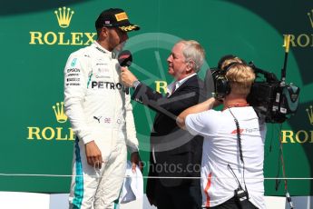 World © Octane Photographic Ltd. Formula 1 – British GP - Podium. Mercedes AMG Petronas Motorsport AMG F1 W09 EQ Power+ - Lewis Hamilton. Silverstone Circuit, Towcester, UK. Sunday 8th July 2018.