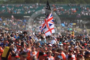 World © Octane Photographic Ltd. Formula 1 – British GP - Podium. Mercedes AMG Petronas Motorsport AMG F1 W09 EQ Power+ - Lewis Hamilton fans. Silverstone Circuit, Towcester, UK. Sunday 8th July 2018.