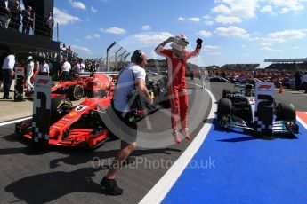 World © Octane Photographic Ltd. Formula 1 – British GP - Parc Ferme. Scuderia Ferrari SF71-H – Sebastian Vettel. Silverstone Circuit, Towcester, UK. Sunday 8th July 2018.