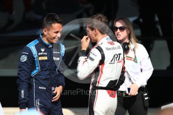 World © Octane Photographic Ltd. FIA Formula 2 (F2) – Spanish GP - Race 1. DAMS - Alexander Albon and ART Grand Prix - George Russell. Circuit de Barcelona-Catalunya, Spain. Saturday 7th July 2018.