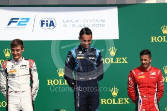 World © Octane Photographic Ltd. FIA Formula 2 (F2) – Spanish GP - Race 1. DAMS - Alexander Albon, ART Grand Prix - George Russell and Carouz - Antonio Fuoco. Circuit de Barcelona-Catalunya, Spain. Saturday 7th July 2018.