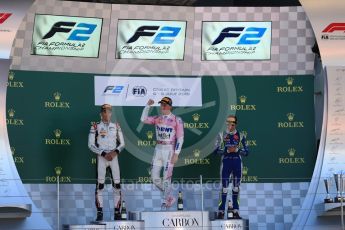 World © Octane Photographic Ltd. FIA Formula 2 (F2) – Spanish GP - Race 2. BWT Arden - Maximilian Gunther, ART Grand Prix - George Russell and Carlin - Lando Norris. Circuit de Barcelona-Catalunya, Spain. Sunday 8th July 2018.