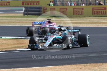 World © Octane Photographic Ltd. Formula 1 – British GP - Practice 1. Mercedes AMG Petronas Motorsport AMG F1 W09 EQ Power+ - Lewis Hamilton and Sahara Force India VJM11 - Sergio Perez. Silverstone Circuit, Towcester, UK. Friday 6th July 2018.