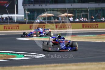 World © Octane Photographic Ltd. Formula 1 – British GP - Practice 1. Scuderia Toro Rosso STR13 – Pierre Gasly and Brendon Hartley. Silverstone Circuit, Towcester, UK. Friday 6th July 2018.