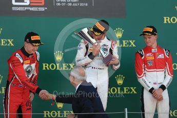 World © Octane Photographic Ltd. GP3 – British GP – Race 1. ART Grand Prix - Anthoine Hubert, Nikita Mazepin and Callum Illot. Silverstone Circuit, Towcester, UK. Saturday 7th July 2018.