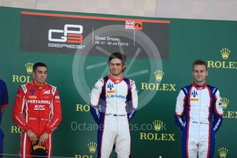 World © Octane Photographic Ltd. GP3 – British GP – Race 2. Trident - Pedro Piquet, Guiliano Alesi and Ryan Tveter. Silverstone Circuit, Towcester, UK. Sunday 8th July 2018.