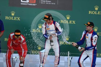 World © Octane Photographic Ltd. GP3 – British GP – Race 2. Trident - Pedro Piquet, Guiliano Alesi and Ryan Tveter. Silverstone Circuit, Towcester, UK. Sunday 8th July 2018.