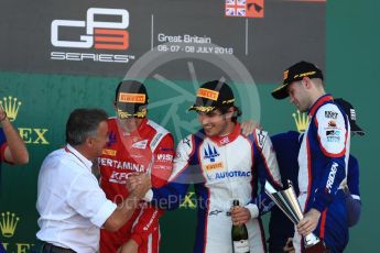 World © Octane Photographic Ltd. GP3 – British GP – Race 2. Trident - Pedro Piquet, Guiliano Alesi and Ryan Tveter. Silverstone Circuit, Towcester, UK. Sunday 8th July 2018.