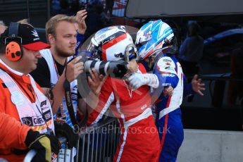 World © Octane Photographic Ltd. GP3 – British GP – Race 2. Trident - Ryan Tveter and Guiliano Alesi. Silverstone Circuit, Towcester, UK. Sunday 8th July 2018.