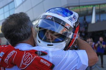 World © Octane Photographic Ltd. GP3 – British GP – Race 2. Trident - Guiliano Alesi with father Jean Alsei. Silverstone Circuit, Towcester, UK. Sunday 8th July 2018.